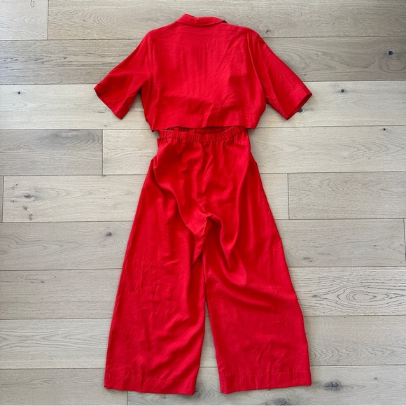 Melloday short sleeve surplice neck jumpsuit in red - Picture 7 of 10